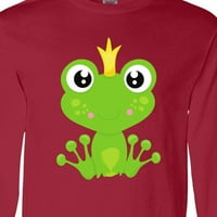 Inktastična slatka žaba, zelena žaba, žaba princ, majica s dugim rukavima