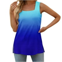 Ženska modna tiskana prsluka Labava majica bez rukava, pulover plavi xxxxl