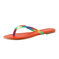 Ženske sandale Flip Flops s obojenim crvenim klizajućim gumenim potplatima koji se nose izvan plaže Flip Flops Ljetne casual papuče za žene Narančasta Veličina 7.5
