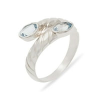 Britanci napravio je 14k bijeli zlatni prirodni prsten za akvamarine žene - Opcije veličine - - Opcije
