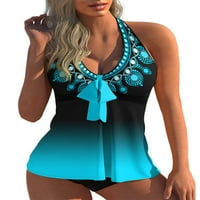 Eleluny Women Halter kupaći kostimi TankIni set kupaći kostim Kućište za plažu za plažu Black & Blue