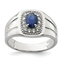Čvrsti sterling srebrni muški plavi safir plavi rujan dragi kamen i bijeli Topaz prsten veličine 10,5