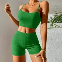 Ženska vježbanje setovi bešavne rebraste kratke hlače Yoga Sport Lounge Green S