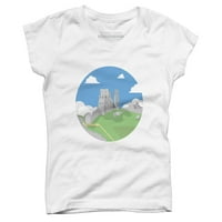 Dorset - Corfe dvorac Djevojke bijeli grafički tee - Dizajn ljudi XS