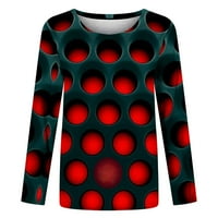 Ženski dugi rukav Dressy Casual Fall Dukseri roman Geometrijska bluza za ispis Modni pulover Red XL