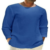 Niveer muškarci T majice Jednobojni vrhovi dugih rukava majica modna bluza Crew vrat Osnovni tee Navy Blue XL