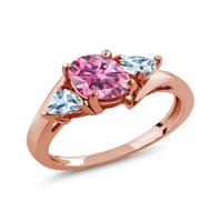 Gem kamen kralj 18k ruža pozlaćena srebrna prstena ružičasta moissanite aquamarine