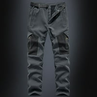 Mikilon Men Solid casual modne dugme-zip multi-džepne ravne teretne pantalone Muške modne hlače Grey