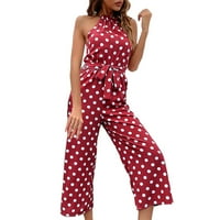 Slatke ROMPERS za žene hlače Labavi moda polka točka jednostavan izvrsni dizajn ROMper crveni xl