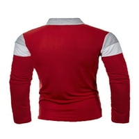 Niveer Men Casual rever vrat pulover Muški atletski T košulje dugih rukava Radna boja Blok Classic Fit majica svijetlo sivo crveno m