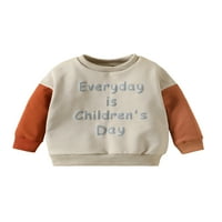 Multitrustni mali toddleri Patchwork pulover dugih rukava, dugačka slova ispisani okrugli vrat kontrastni u boji slobodno vrijeme