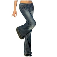 Ženska manja struka Dno Jeans Nestrpljivi rastezanje širokih nogu pantalone Ležerne prilike labave pantalone