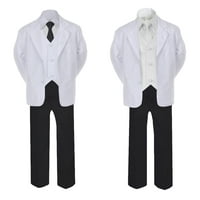 Dječak Formalni kravate Crno bijelo odijelo Set saten kravate i prsluk za bebe