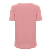 APEPAL Ženska plus veličina Ljeto Print Tunic Top Torbica kratkih rukava V izrez T majice Pink m