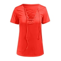 Yubatuo ženske vrhove Žene Ljeto V izrez Kratki rukav majica Casual Tunika Beach Solid bluza Top majica za žene