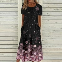 Efsteb Maxi haljine za žene plus veličine Clearence Ležerne prilike ljetni trendi cvjetni ispisani haljini
