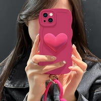 Hot Pink Heart Telefon kompatibilan sa iPhone 11, slatka 3D velika futrola za srce, kovrčava oblika