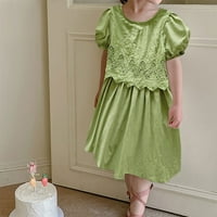 Jednostavna haljina s dugim rukavima velike djevojke duge haljine Dječja odjeća cvijeće čipke djevojke