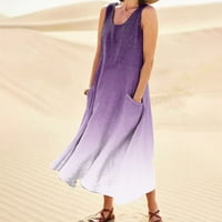 Cyzz prodavač Ženska ležerna udobna gradijentska ručna haljina bez rukava purple xxxxxl