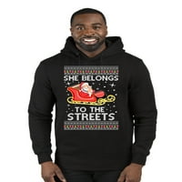 Pripada ulicama smiješna Santa Sleigh Meme ružan božićni džemper Premium grafički dukserice, crna, X-velika