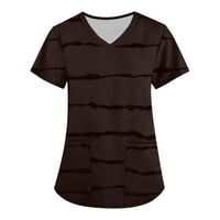 Blazyrey bluza za žene Ženska modna radna odjeća s kratkim rukavima s kratkim rukavima s džepovima Stripes