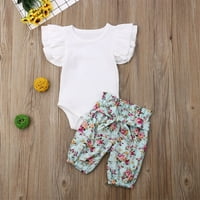 Toddler Baby Kids Girls Solid Romper vrhovi luk cvjetni kratke hlače Ležerne opreme Chmora
