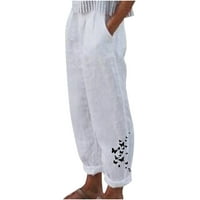 Ženske hlače Ležerne prilike obrezane za uredske kapri s džepovima širine noge mekane pantne lagane
