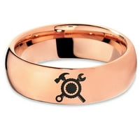 Volframovi čekić vijak prekriženi prsten za prsten za muškarce Žene Udobnost FIT 18K Rose Gold Dome