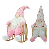 Swedish Tomte figurice Dekoracija Valentinova Tonte Plish Gnome sjedi na stolici za ljuljanje