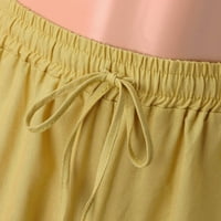 NSENDM trčanje hlače za žene, ženske pamučne pamučne pamučne pamučne pametne noge sa džepovima, žuto,