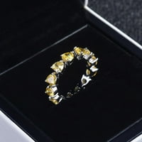 Biplut prsten za prsten u obliku slova srca Rhinestones, žene prilagodljivi fini prsten za izlasku za