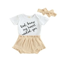 Thaisus Baby Girls Ljeto odijelo, pamučno slovo Ispis kratkih rukava ROMper + elastična pantie + traka