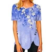 Ženske ljetne topšine na vrhu vrata tiskane majice Modne udobne ženske bluze vrhovi plava l