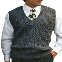 Luxplum muški džemperi bez rukava bez rukava pleteni džemper prsluk Ležerne tipkene vrhove radne tamno
