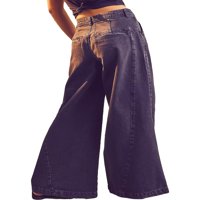 Calsunbaby Womens Baggy Jeans Fashion Mid Riječ široki nog pantalone casual uličnih pantalona m