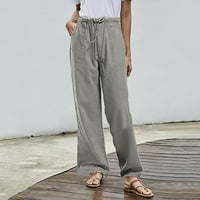 Ženski elastični struk Slack Plus size Ženske pantalone za čvrste čvrstoće Pocket casual pantalone