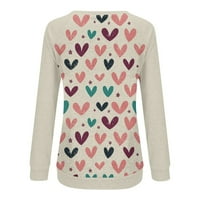 Valentines Day Pokloni Duksevi za žene Trendy Heart Print Majica Raglan dugih rukava Ležerne prilike,