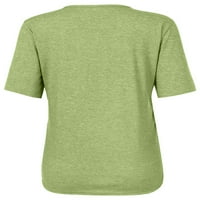 Ženska majica s kratkim rukavima Zipper V-izrez bluza TEE PLUS Veličina zelena 4xl