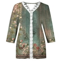 Lethe Ljeto vrhovi Bluza Floral print Tunic Spring Tops Crewneck Majice kratkih rukava Dressy Casual