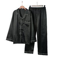 Outfmvch Cardigan za muškarce Cardigan i pantalone Pajamas set klasičnog sala za spavanje Ženske vrhove crne boje