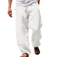 Muška modna casual pune boje pokušajte prozračan pamuk i posteljina džep elastični struk velike veličine