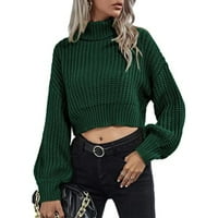 Ženski pleteni pulover zbori zimski dugi rukav kormatični pulover džempere zeleni l