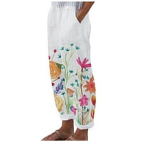 Kiplyki Clearence Trendy hlače za žene tiskani pamučni džep ravni rukav elastični struk labavi duljine