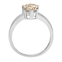 1. CT sjajan kruški rez simulirani šampanjac 14k bijeli zlatni pasijans prsten sz 7.75