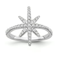 Fini nakit Sterling Silver Diamond Sjeverni zvjezdani prsten, veličina 8.5