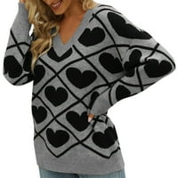 Ženski pulover Duksele Ležerne bluze Lagane turtleneck džemper V izrez Duksevi na vrhu Love Print CAUD