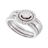 14k bijeli zlatni dijamantski klaster bridalni vjenčani prsten set CTTW