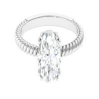 2. CT ovalni rez Moissite Solitaire zaručni prsten za žene, moissan ovalni angažman prsten sa uvijenim užadi, sterling srebrnom, US 3,00
