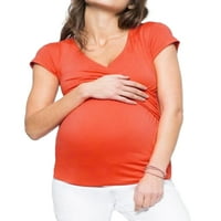 Tsseiatte ženske sestrinske sestre, kratki rukav zamotavanje vrhova lakih majica za dojenje za trudnoću