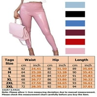 Žene visokog struka High Shine Fau kožne zabave Disco gležnjače pantalone PU elastični oblikovanje kuka